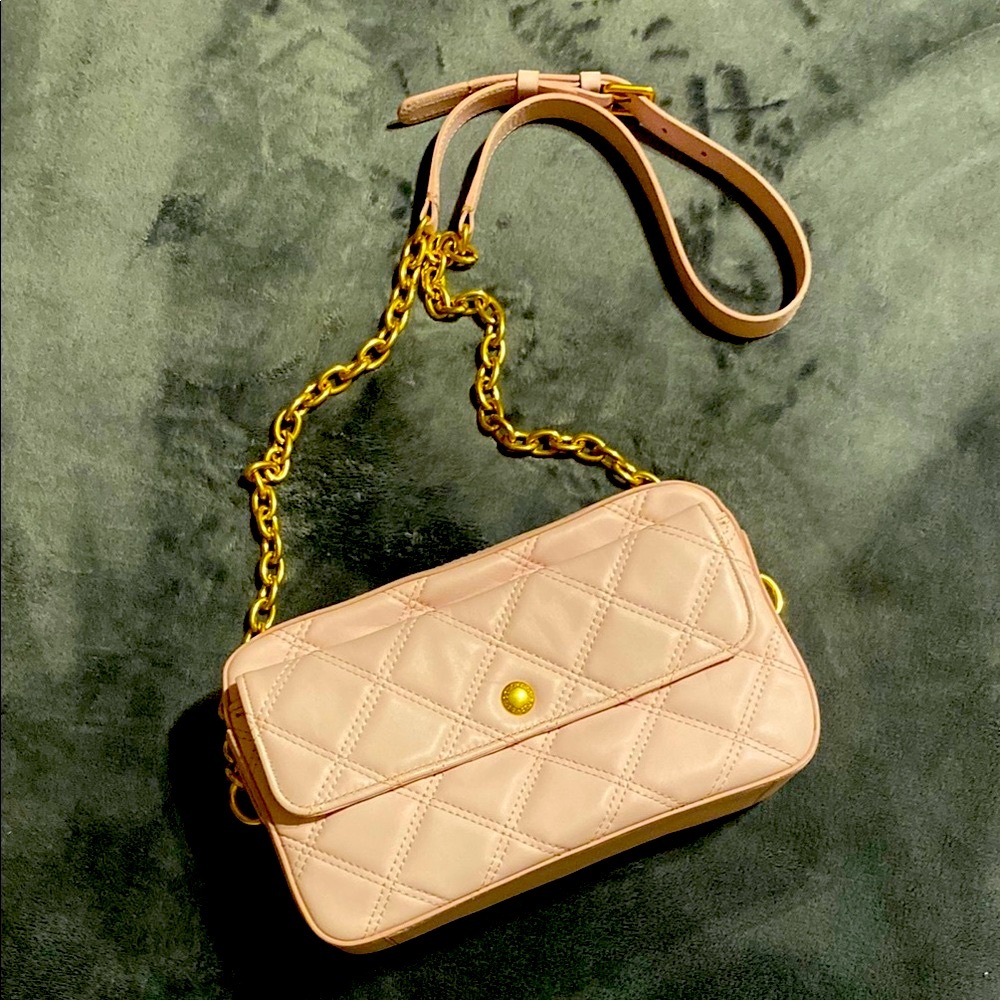 NWOT Blush Pink Leather Camera Crossbody Shoulder Bag